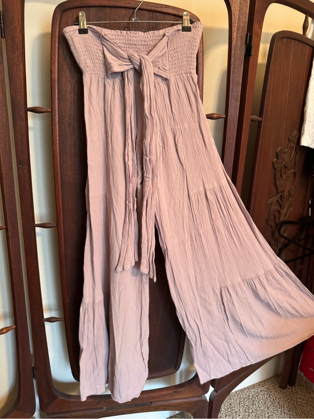 Wide-Leg Smocked pants - Dusty Rose